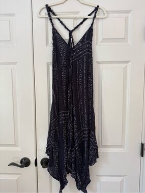 American Threads Navy and Purple Printed Dress